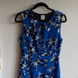 Dress by Cabi - Size Small - Sleeveless - Blue Black White - Vintage Style (522)